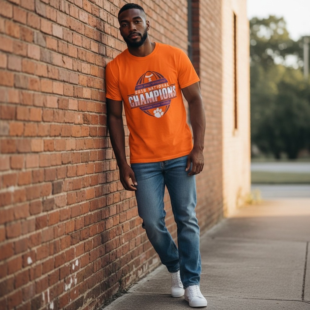 Hanes Clemson Tigers Shirt XL Orange Good 2016 National Champions Football Tee